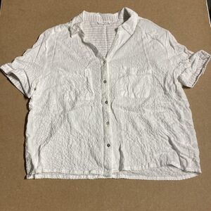 Jane and Delancy White Short Sleeve Button Down Shirt Loose Fit Women's XL EUC